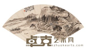 陆恢 1897年作 山水 扇面镜心 18.5X51cm
